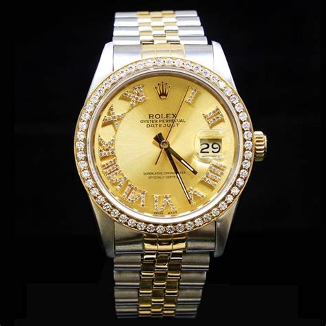 rolex datejust diamond roman numeral|rolex datejust with diamond bezel.